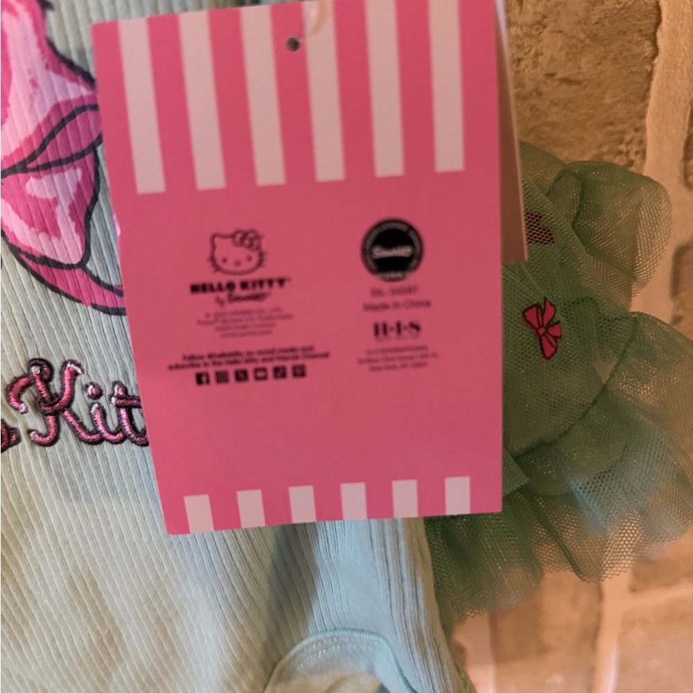 Hello Kitty Mint Onesie with Pink Accents - Picture 7 of 8